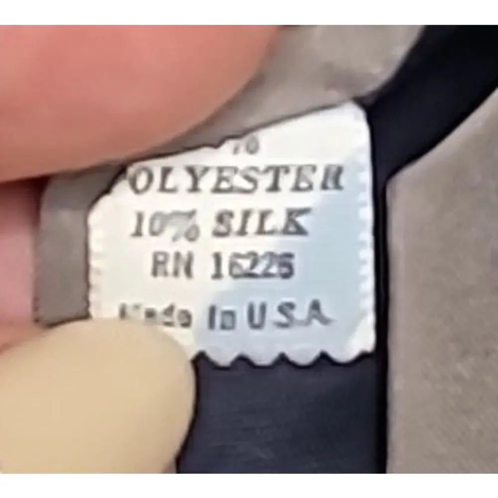 VTG Pauline Trigère Taupe Tie 70s Business Formal